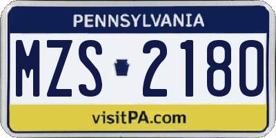 PA license plate MZS2180