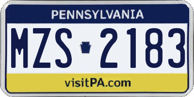 PA license plate MZS2183