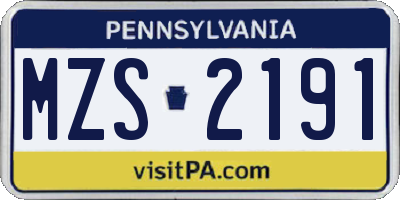 PA license plate MZS2191