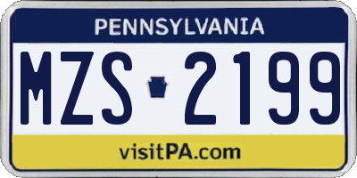 PA license plate MZS2199