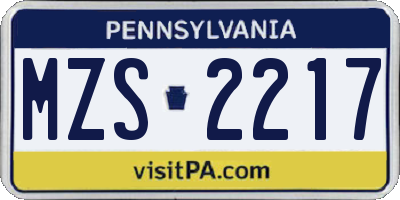 PA license plate MZS2217