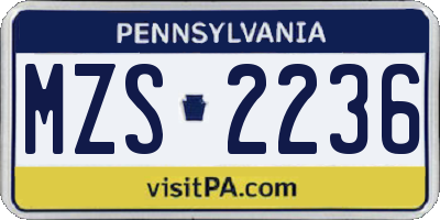 PA license plate MZS2236