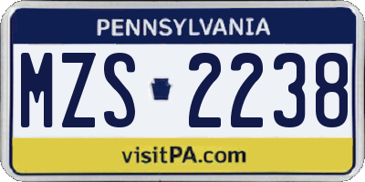 PA license plate MZS2238