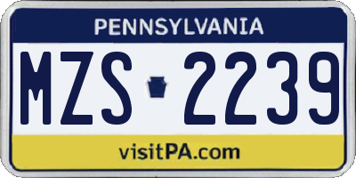 PA license plate MZS2239