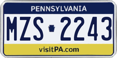 PA license plate MZS2243