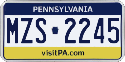 PA license plate MZS2245