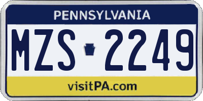 PA license plate MZS2249