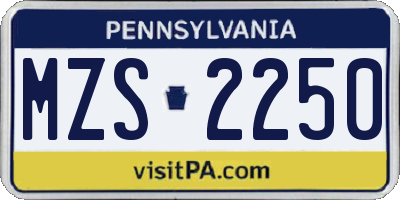 PA license plate MZS2250