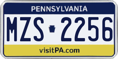 PA license plate MZS2256