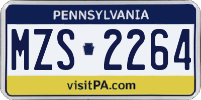 PA license plate MZS2264