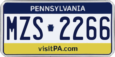 PA license plate MZS2266