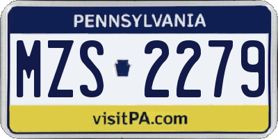 PA license plate MZS2279