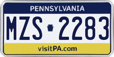 PA license plate MZS2283