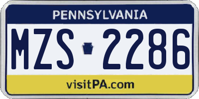 PA license plate MZS2286