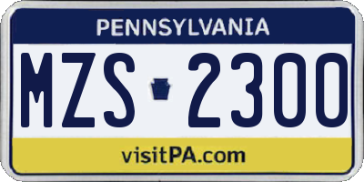 PA license plate MZS2300