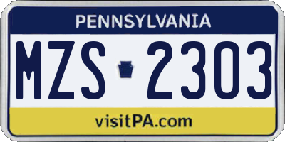 PA license plate MZS2303