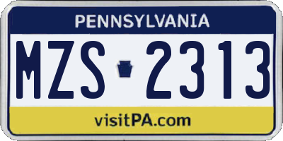 PA license plate MZS2313