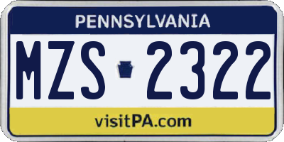 PA license plate MZS2322