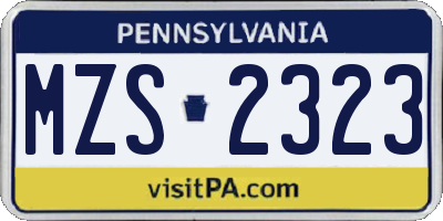 PA license plate MZS2323