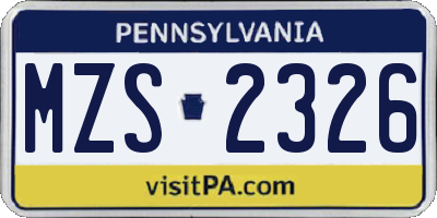 PA license plate MZS2326