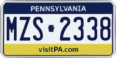 PA license plate MZS2338