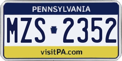 PA license plate MZS2352