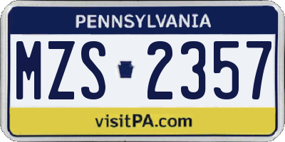 PA license plate MZS2357