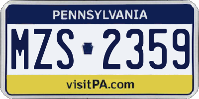 PA license plate MZS2359