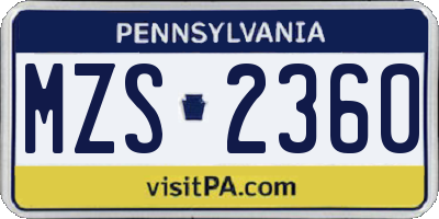 PA license plate MZS2360