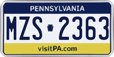 PA license plate MZS2363