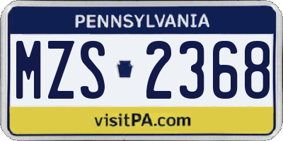 PA license plate MZS2368