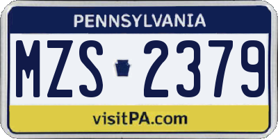 PA license plate MZS2379