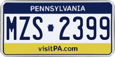 PA license plate MZS2399