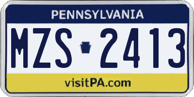 PA license plate MZS2413