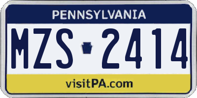 PA license plate MZS2414