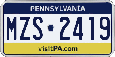 PA license plate MZS2419