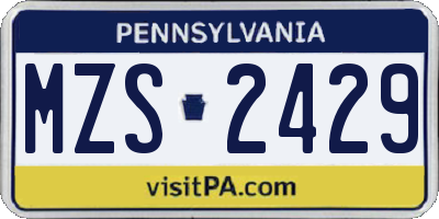 PA license plate MZS2429