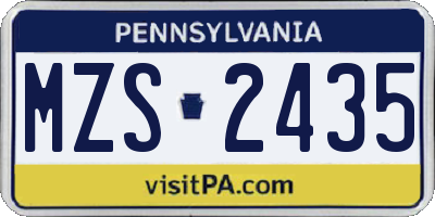 PA license plate MZS2435