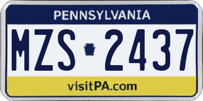 PA license plate MZS2437