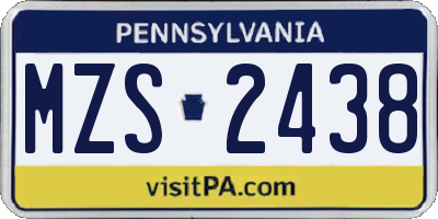 PA license plate MZS2438