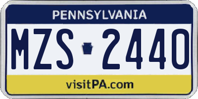 PA license plate MZS2440