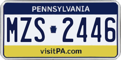 PA license plate MZS2446