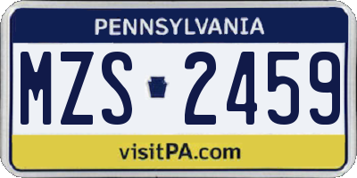 PA license plate MZS2459