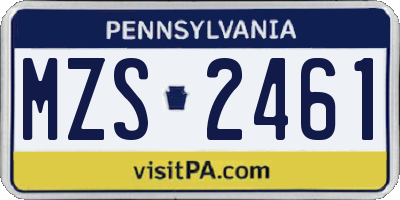 PA license plate MZS2461