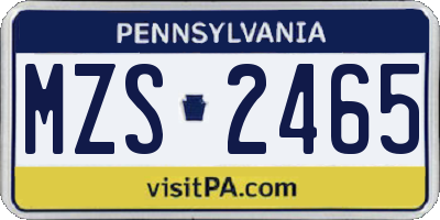 PA license plate MZS2465