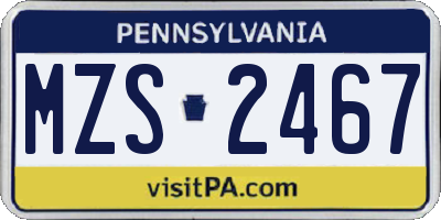 PA license plate MZS2467