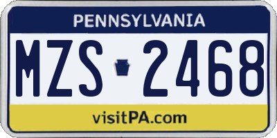 PA license plate MZS2468