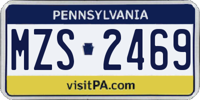 PA license plate MZS2469