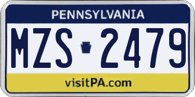 PA license plate MZS2479