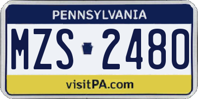 PA license plate MZS2480